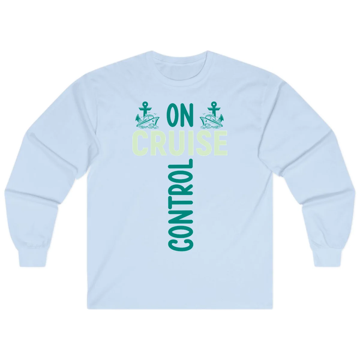 On Cruise With You Nautical Cruise Long Sleeve Shirt in Light Blue