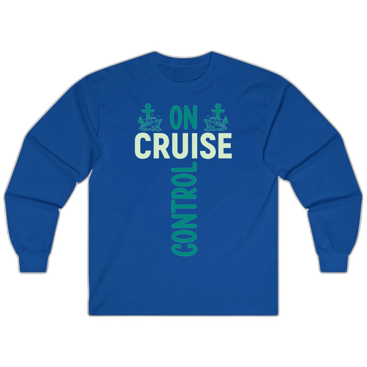 On Cruise With You Nautical Cruise Long Sleeve Shirt in Royal