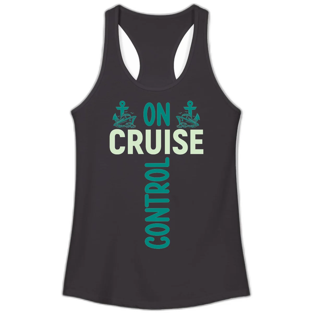 On Cruise With You Ladies Racerback Tank in Black