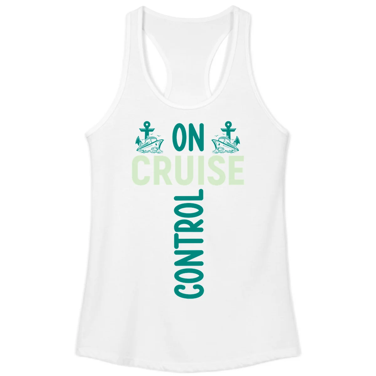 On Cruise With You Ladies Racerback Tank in White