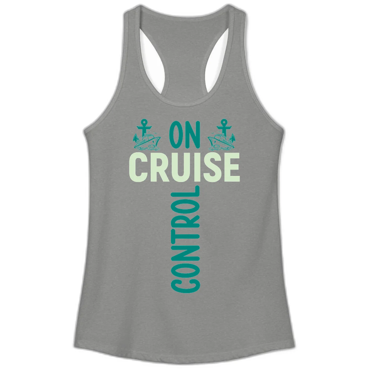 On Cruise With You Ladies Racerback Tank in Heather Grey