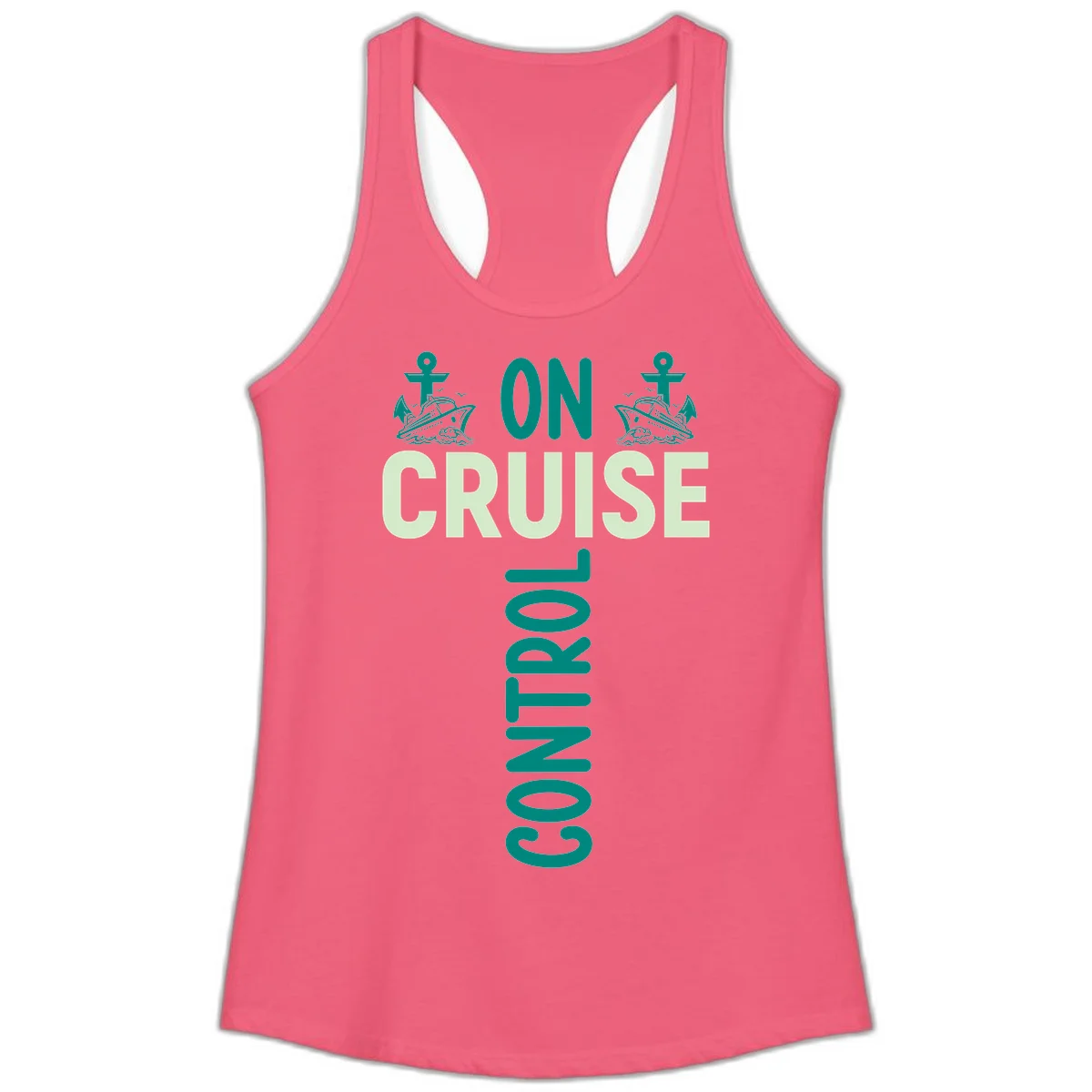 On Cruise With You Ladies Racerback Tank in Hot Pink