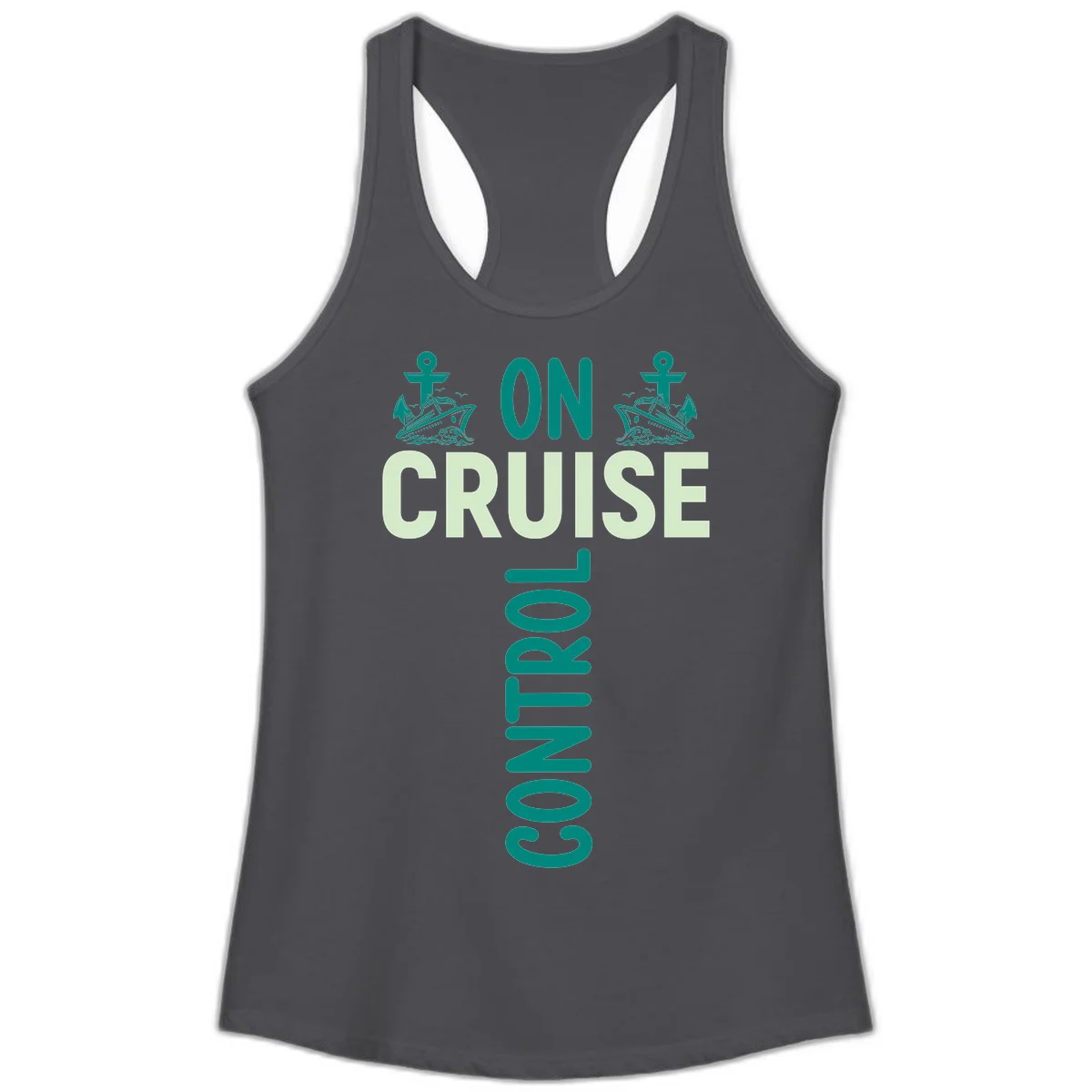 On Cruise With You Ladies Racerback Tank in Solid Dark Gray