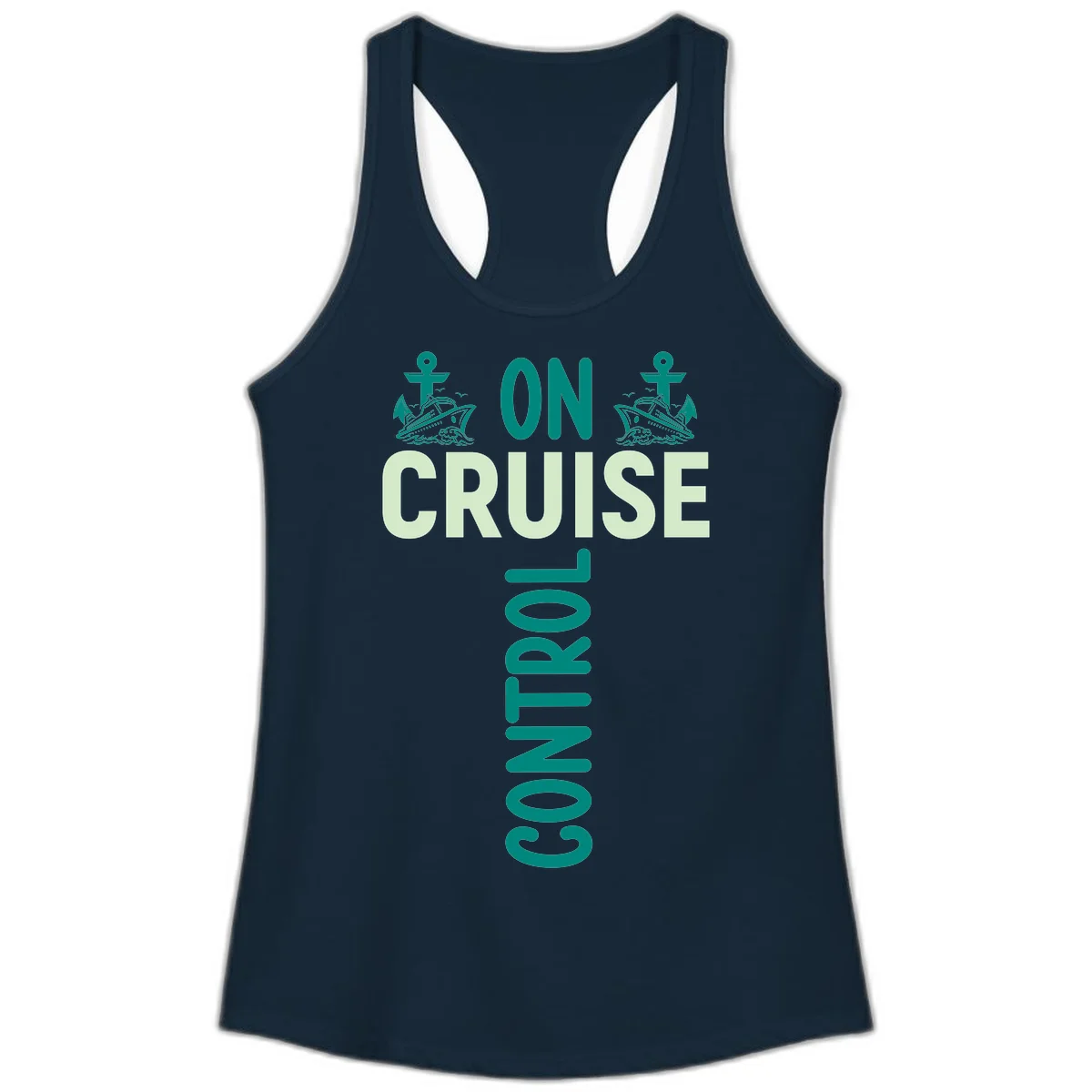 On Cruise With You Ladies Racerback Tank in Solid Midnight Navy