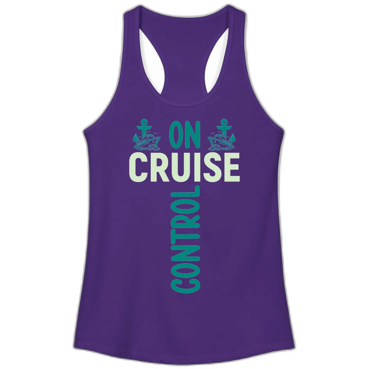 On Cruise With You Ladies Racerback Tank in Solid Purple Rush