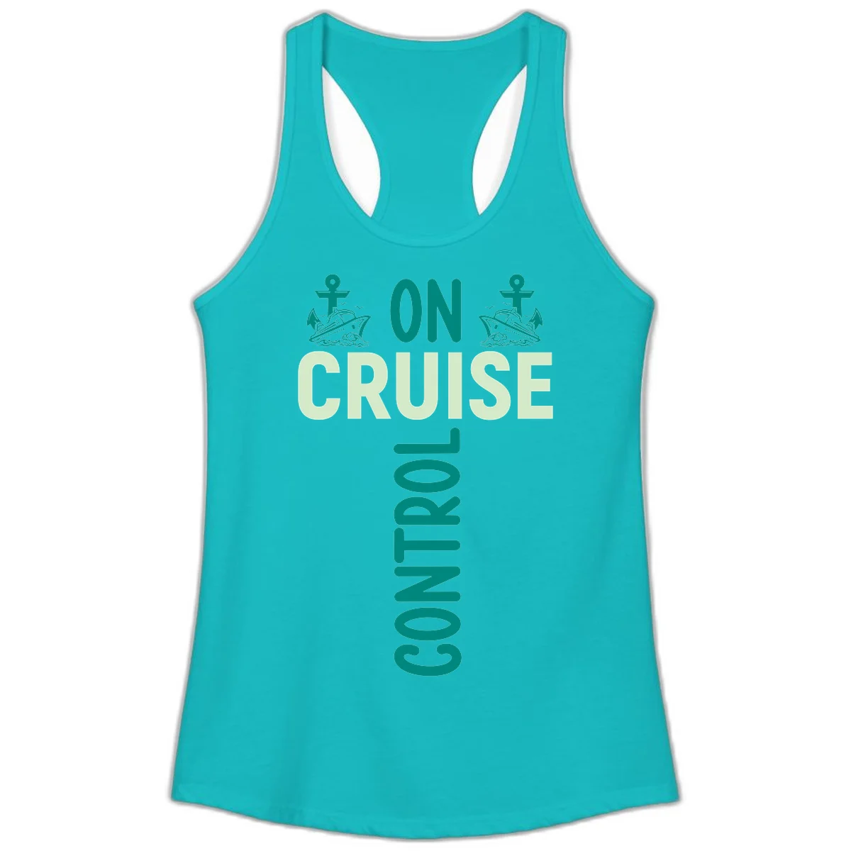 On Cruise With You Ladies Racerback Tank in Tahiti Blue