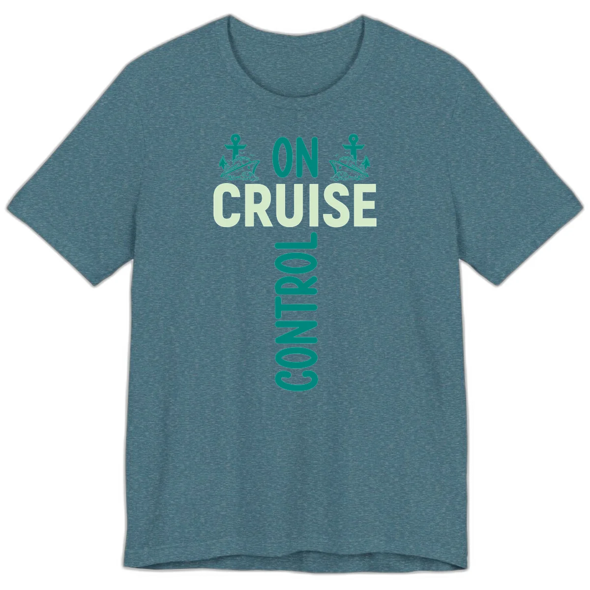 On Cruise With You Nautical Couples Premium T-Shirt in Heather Deep Teal