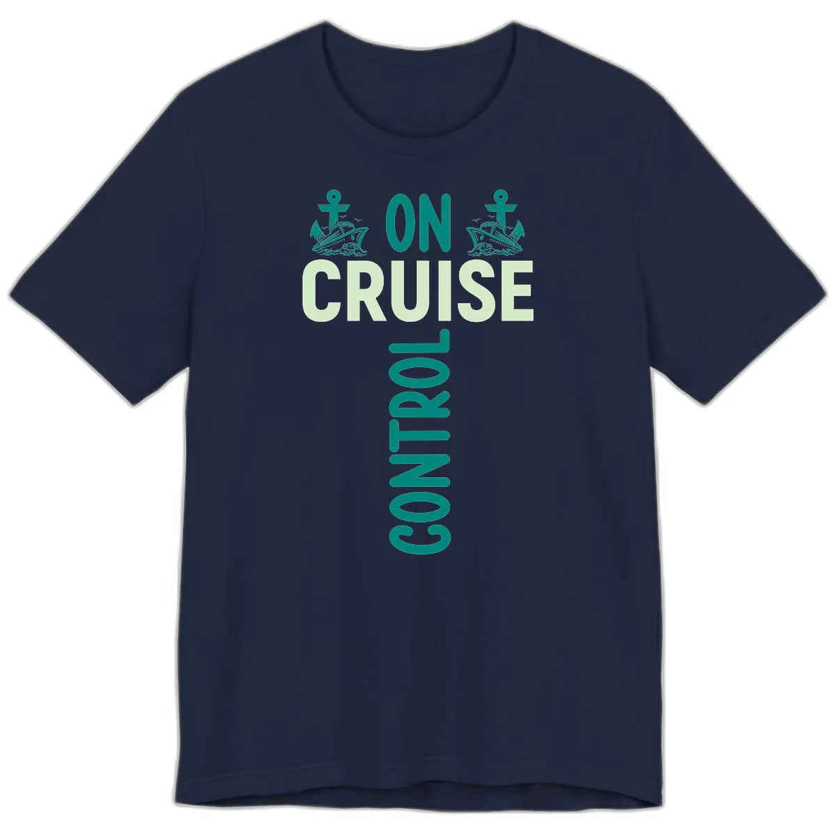On Cruise With You Nautical Couples Premium T-Shirt in Navy