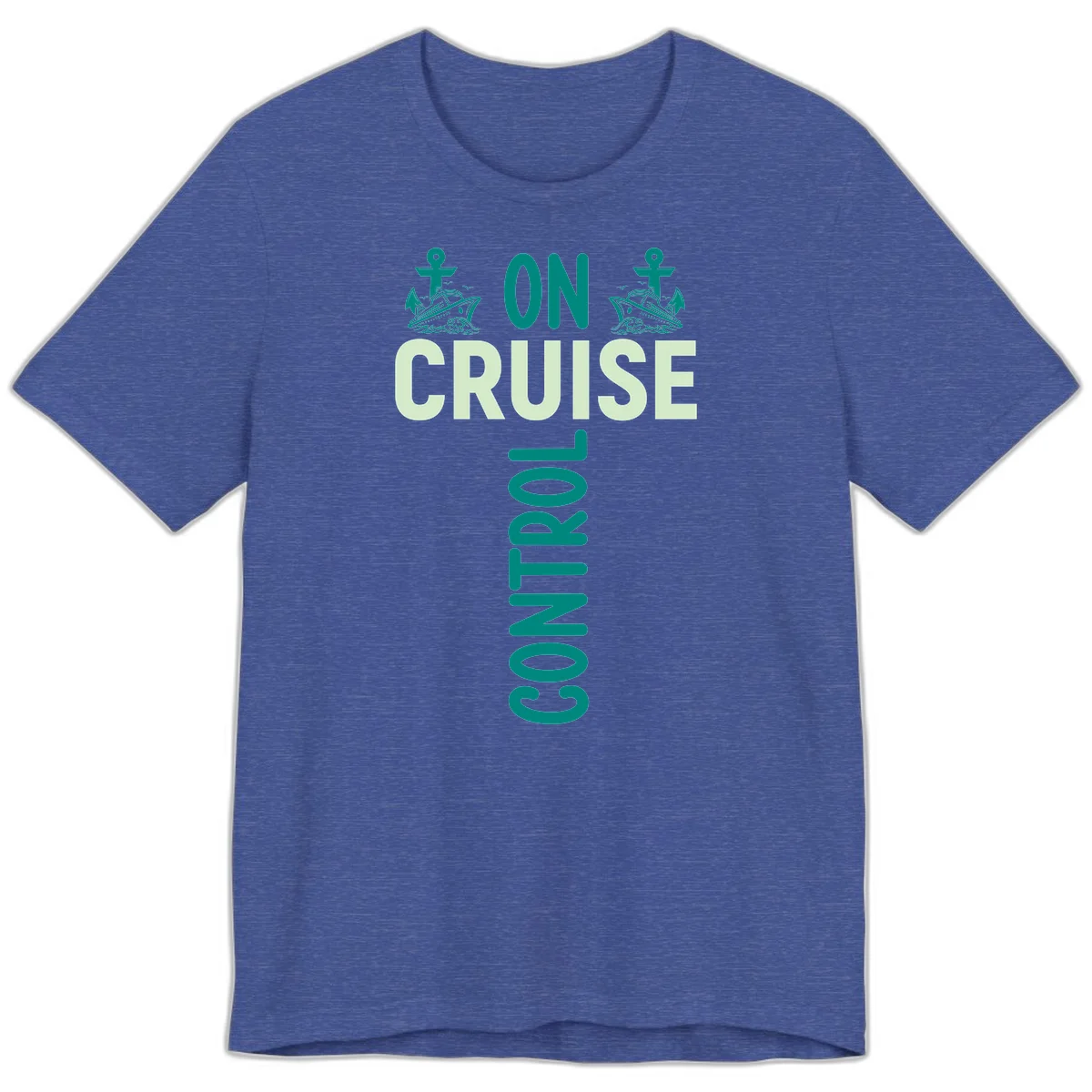 On Cruise With You Nautical Couples Premium T-Shirt in Heather True Royal