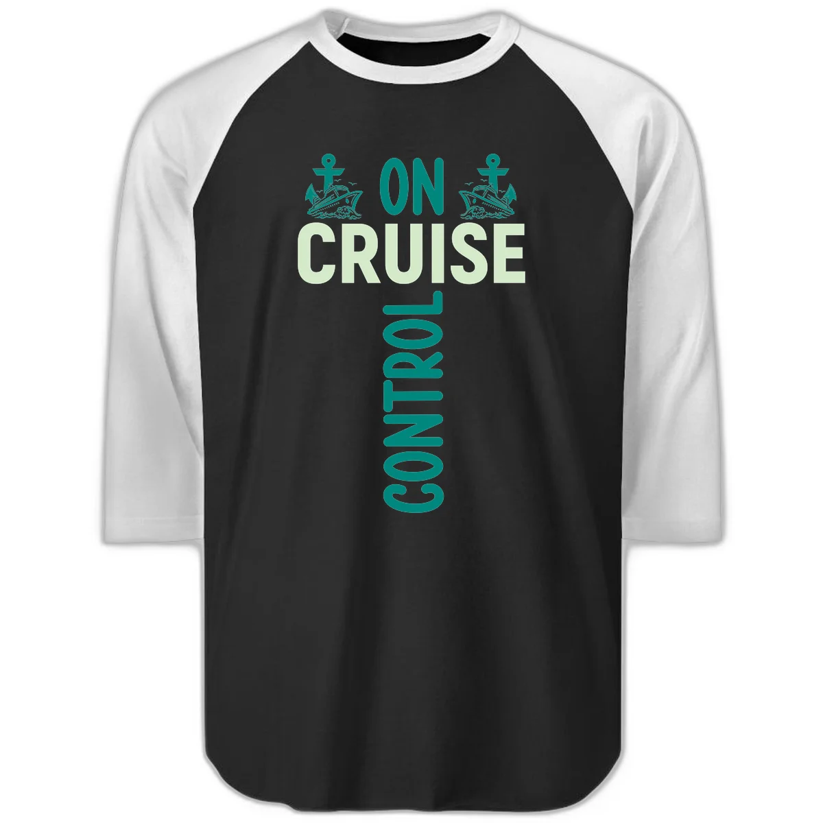 On Cruise With You Raglan 3/4 Sleeve Tee in Black White