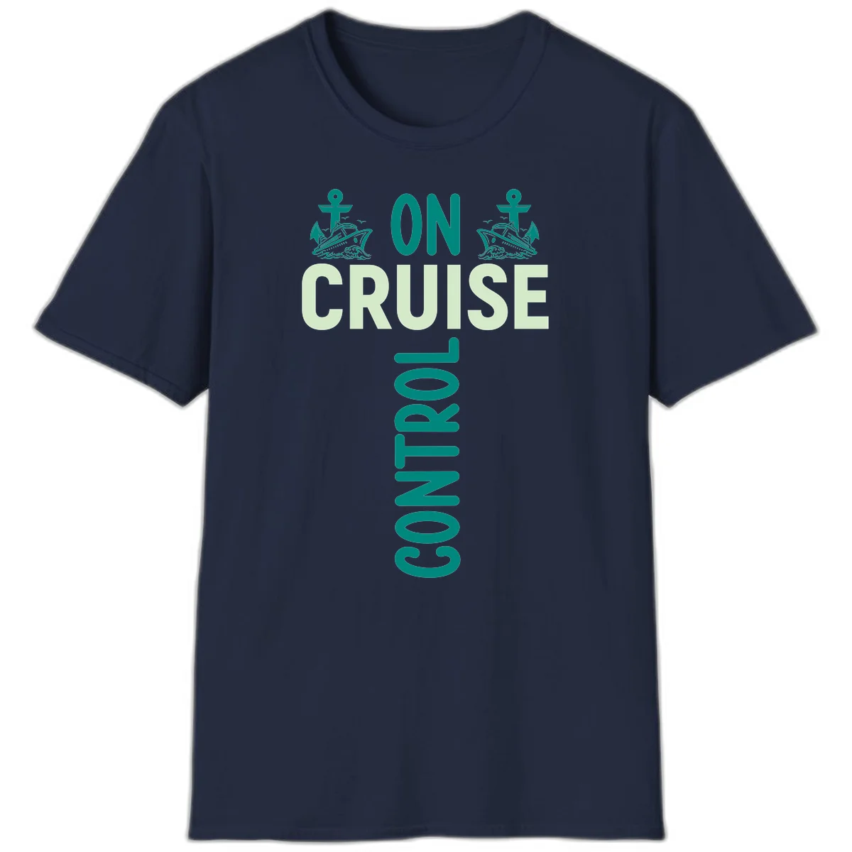 On Cruise With You Nautical Vacation T-Shirt in Navy