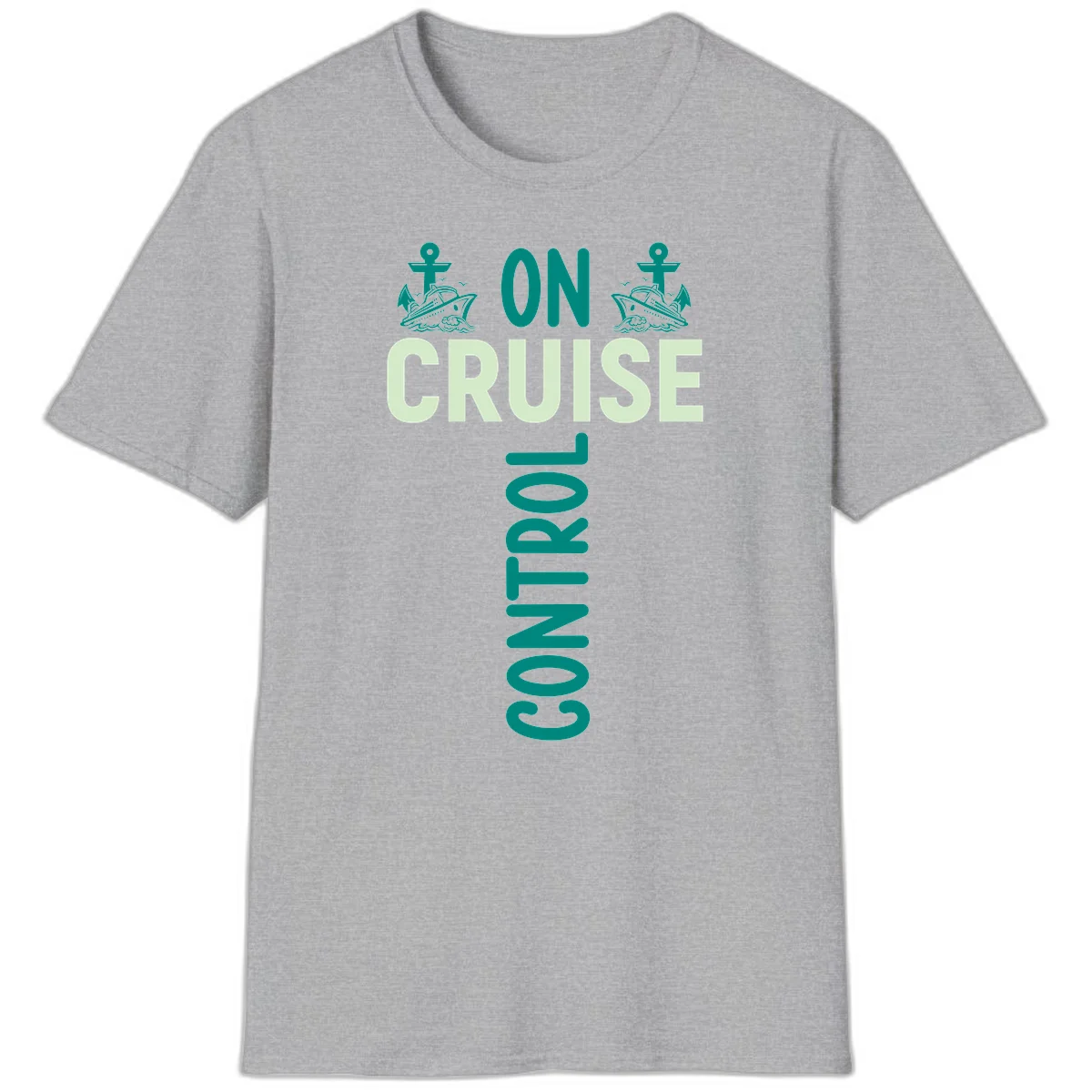 On Cruise With You Nautical Vacation T-Shirt in Sport Grey