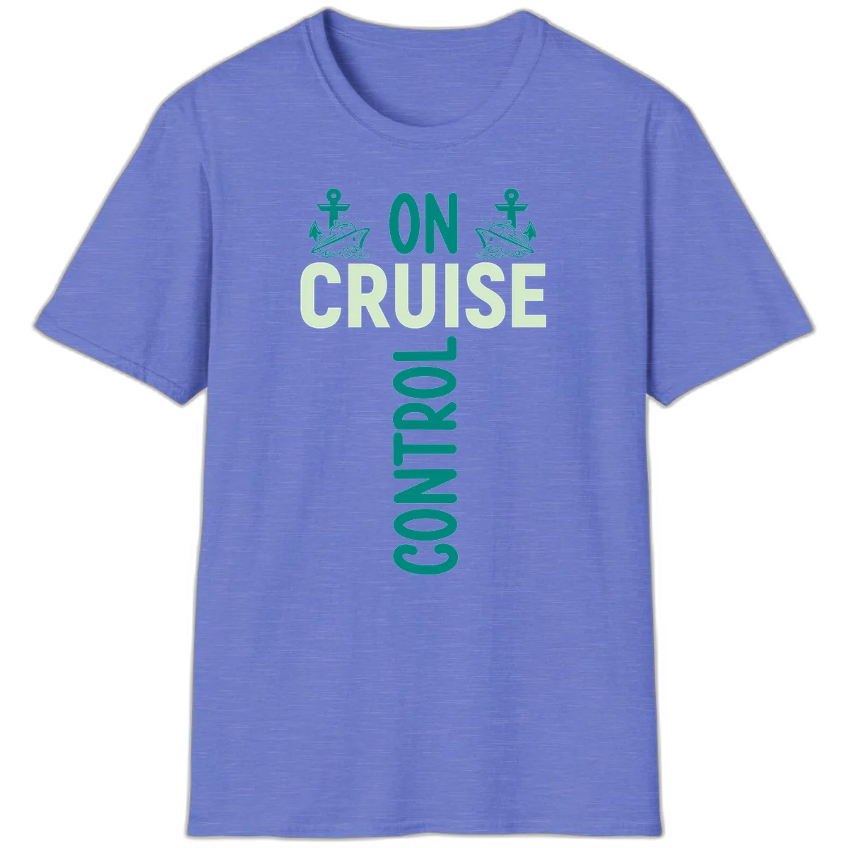On Cruise With You Nautical Vacation T-Shirt in Heather Royal