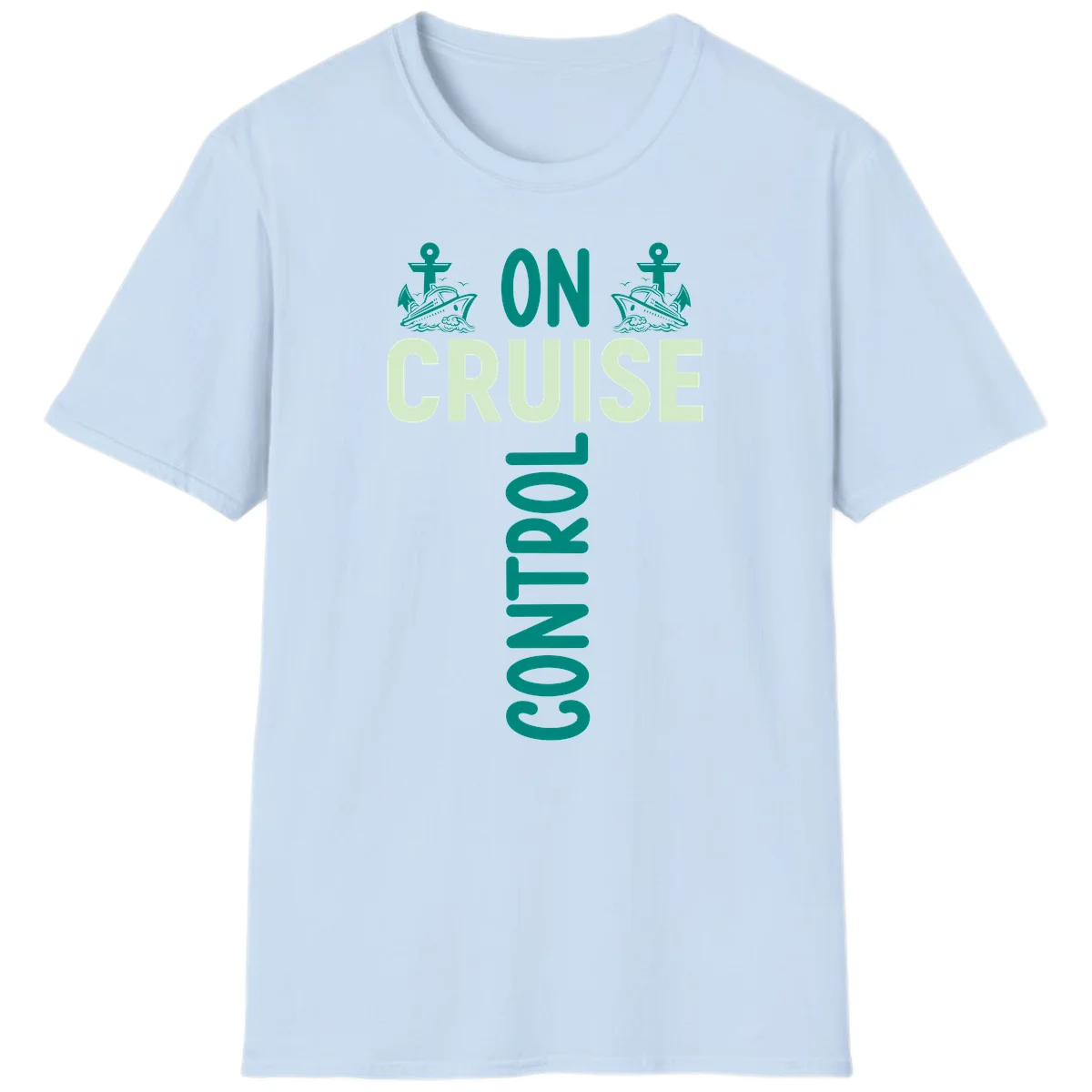 On Cruise With You Nautical Vacation T-Shirt in Light Blue