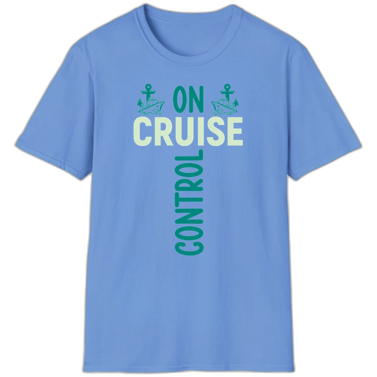 On Cruise With You Nautical Vacation T-Shirt in Carolina Blue