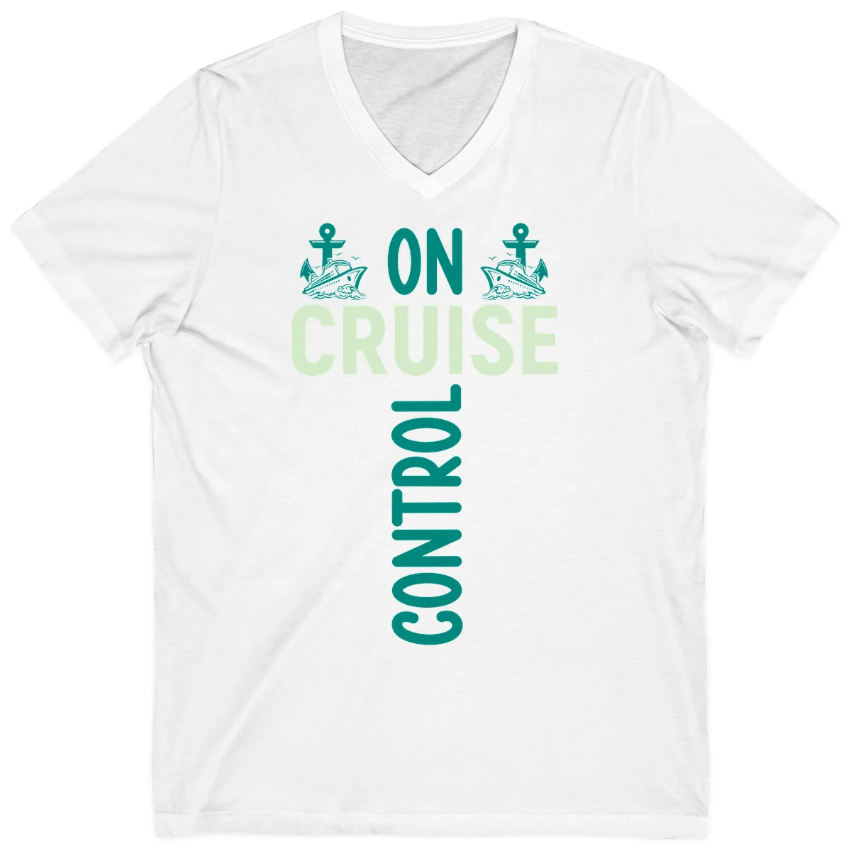 On Cruise With You Nautical Vacation V-Neck in White