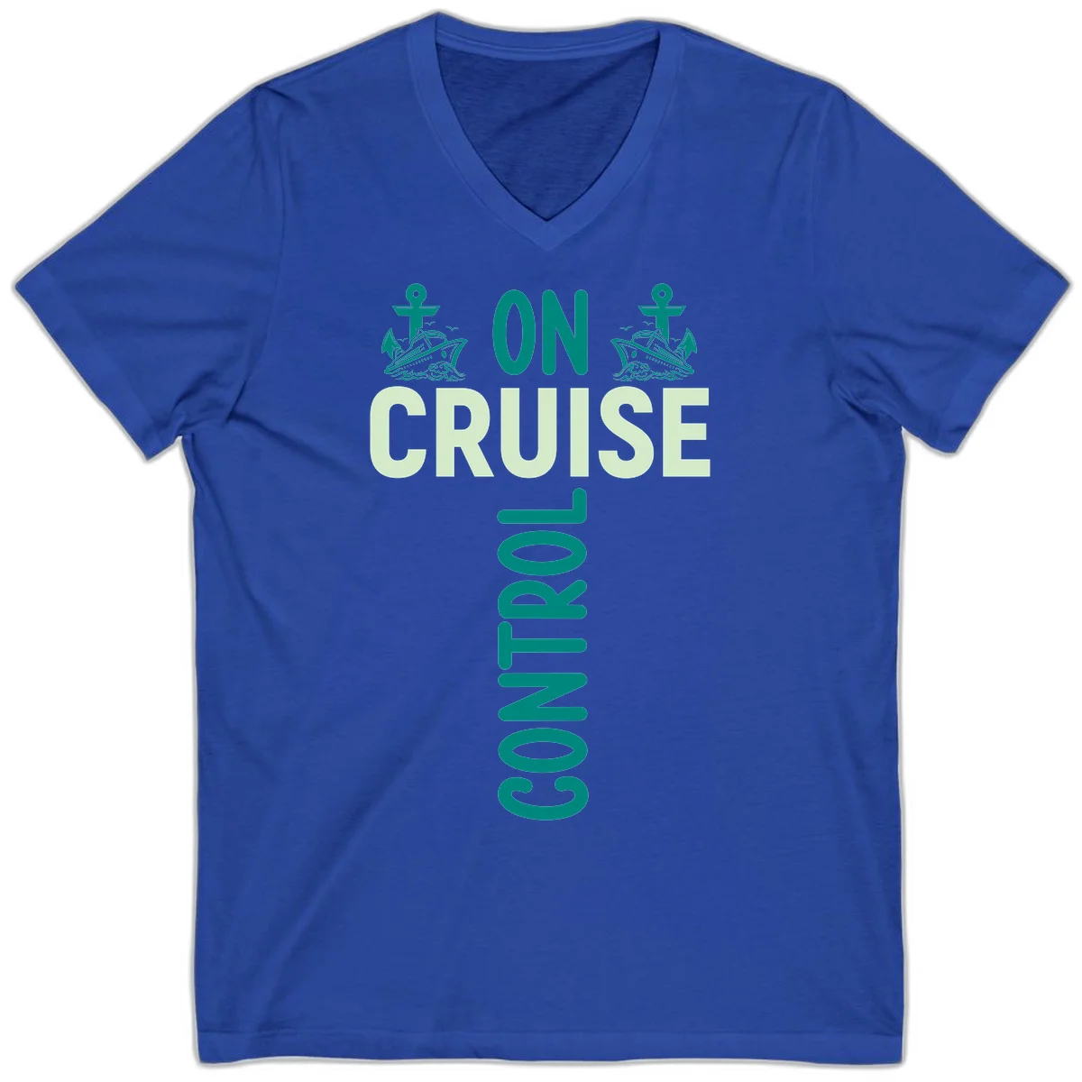 On Cruise With You Nautical Vacation V-Neck in True Royal