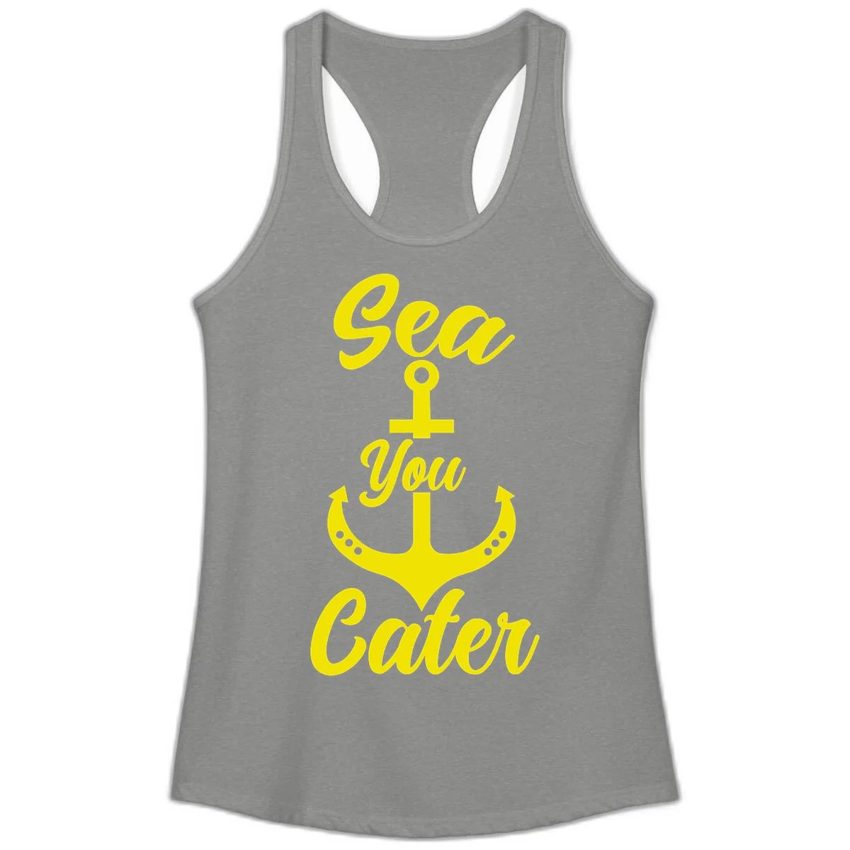 Sea You Later Anchor Ladies Tank Top in Heather Grey