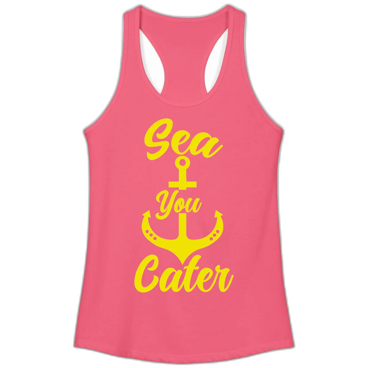 Sea You Later Anchor Ladies Tank Top in Hot Pink