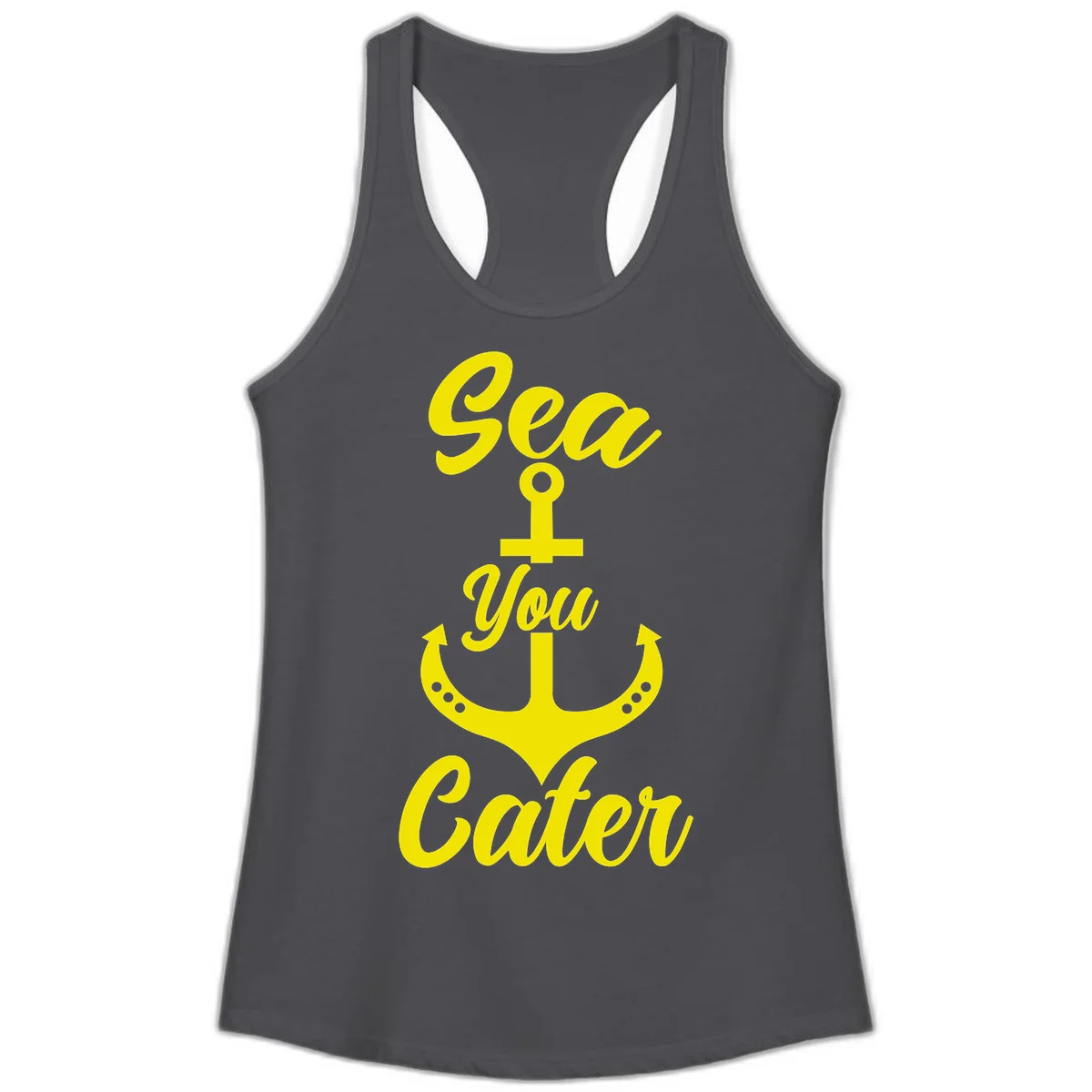 Sea You Later Anchor Ladies Tank Top in Solid Dark Gray