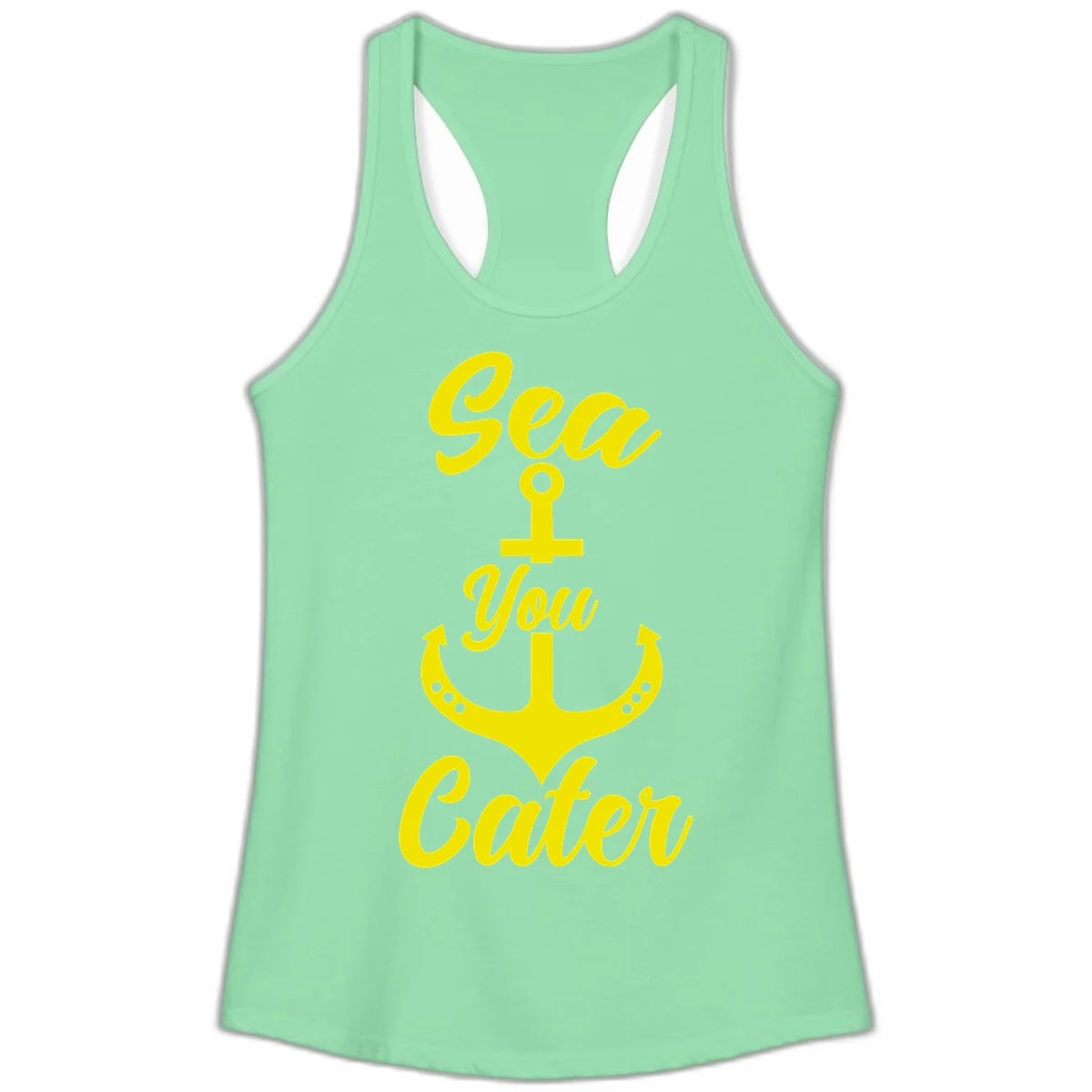 Sea You Later Anchor Ladies Tank Top in Solid Mint