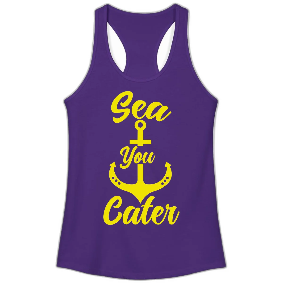 Sea You Later Anchor Ladies Tank Top in Solid Purple Rush