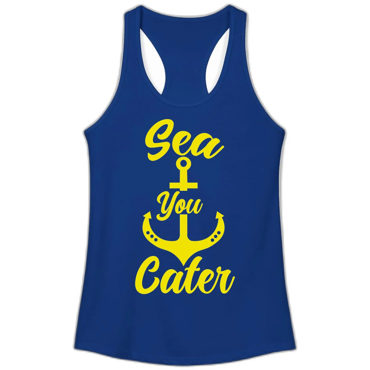 Sea You Later Anchor Ladies Tank Top in Solid Royal