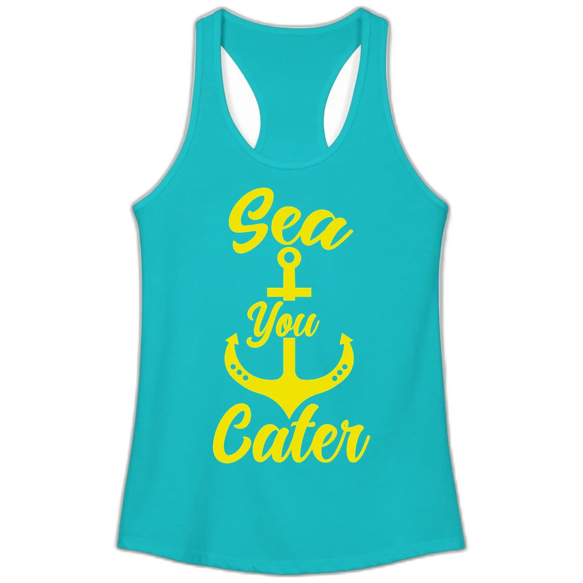 Sea You Later Anchor Ladies Tank Top in Tahiti Blue