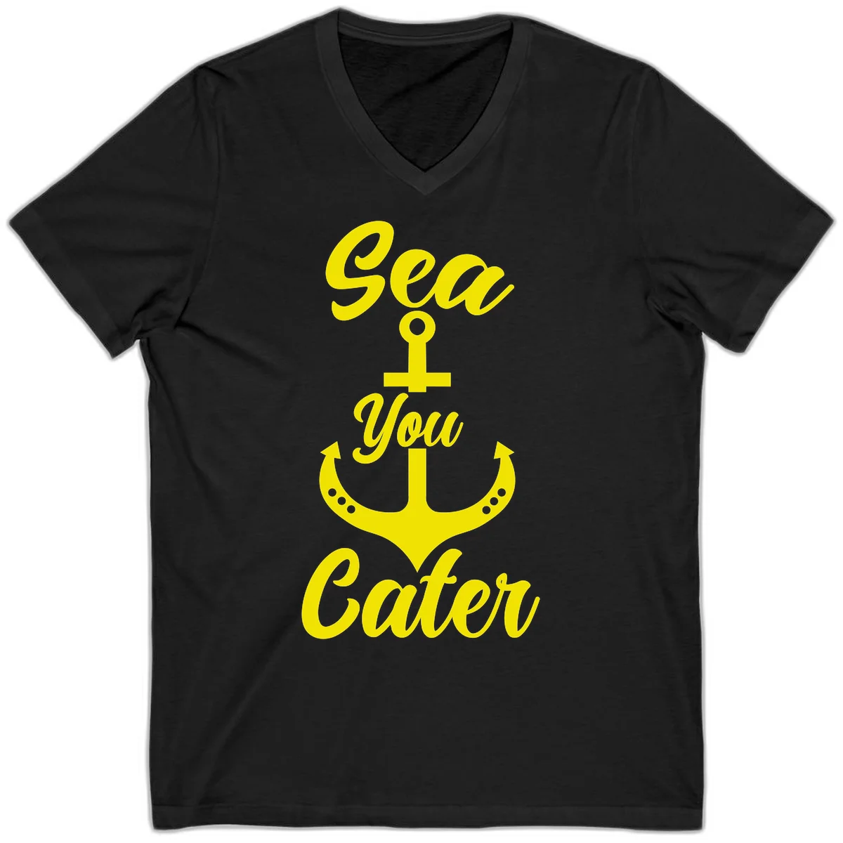Sea You Later Anchor V-Neck T-Shirt in Black