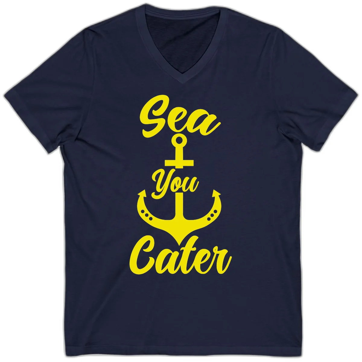 Sea You Later Anchor V-Neck T-Shirt in Navy