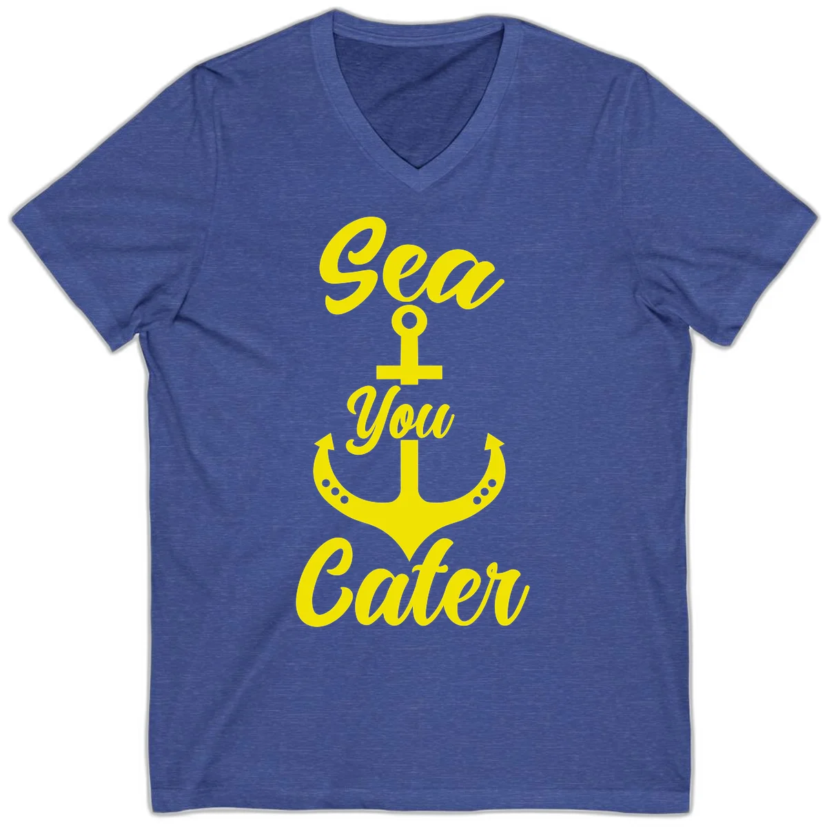 Sea You Later Anchor V-Neck T-Shirt in Heather True Royal