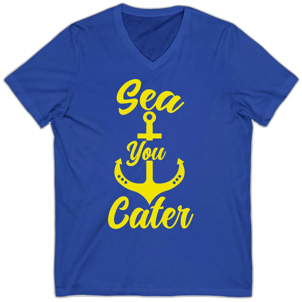 Sea You Later Anchor V-Neck T-Shirt in True Royal