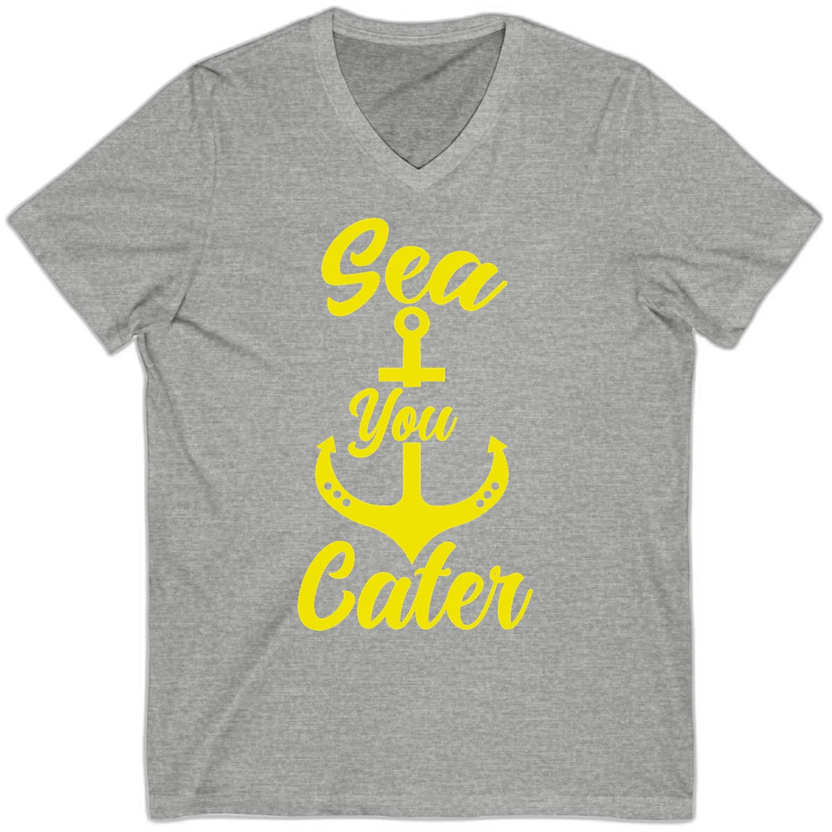Sea You Later Anchor V-Neck T-Shirt in Athletic Heather