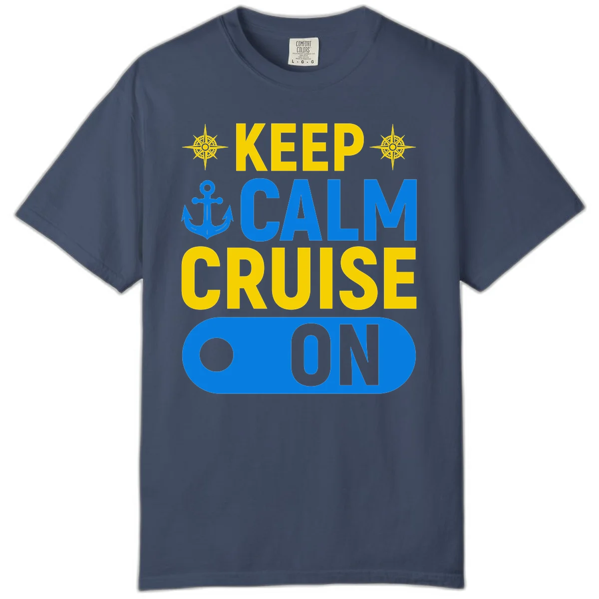 Keep Calm Cruise On Comfort Color Tee in Midnight