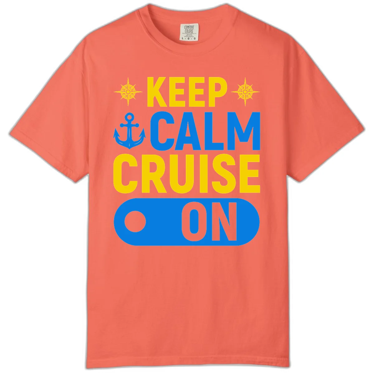Keep Calm Cruise On Comfort Color Tee in Bright Salmon
