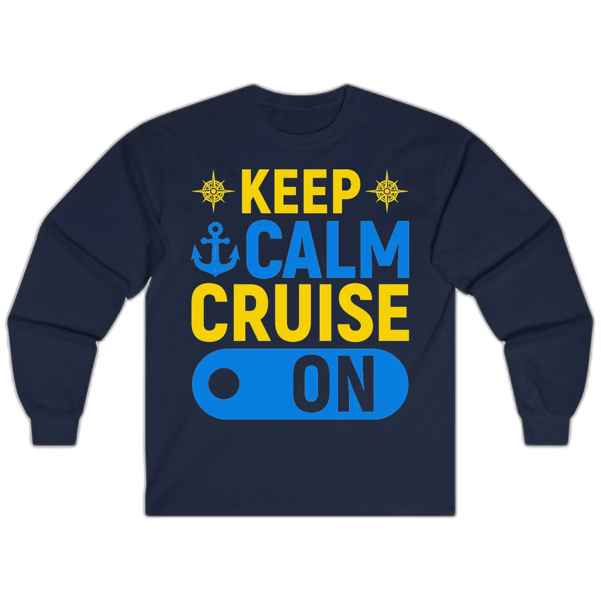 Keep Calm Cruise On Long Sleeve Tee in Navy