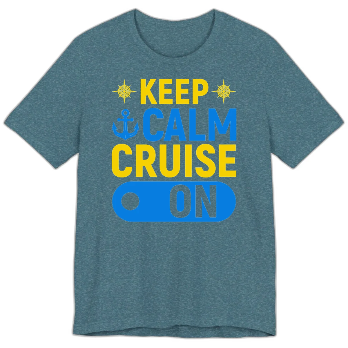 Keep Calm Cruise On Premium T-Shirt in Heather Deep Teal