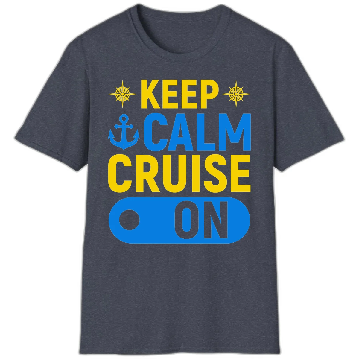 Keep Calm Cruise On T-Shirt in Heather Navy