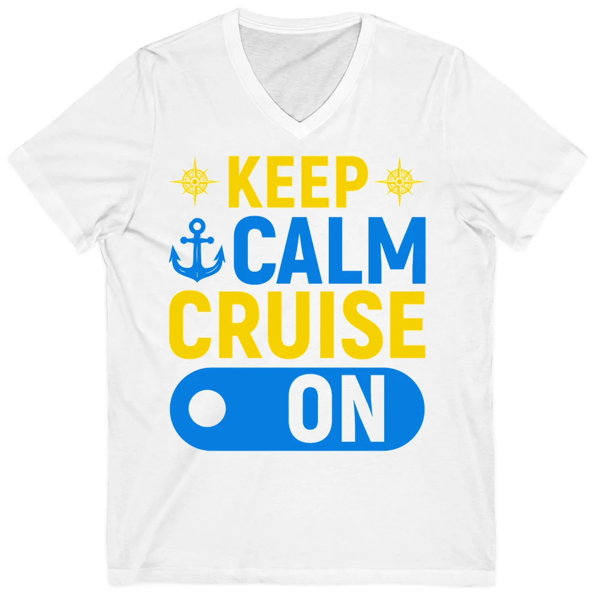 Keep Calm Cruise On V-Neck Tee in White