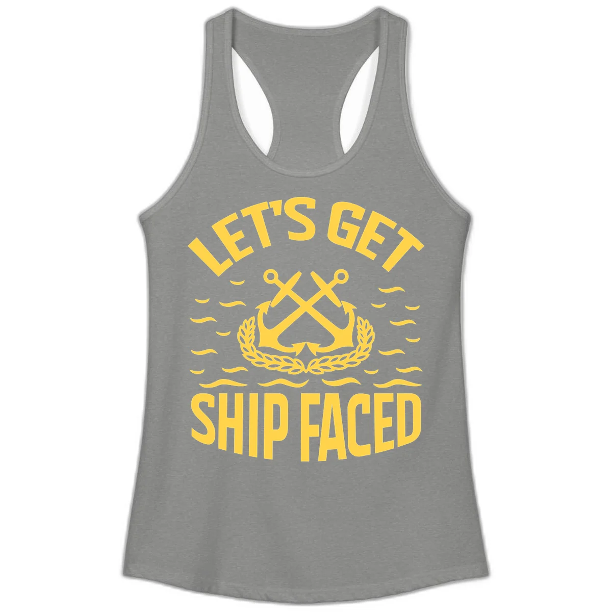 Let's Get Ship Faced Ladies Tank Top in Heather Grey