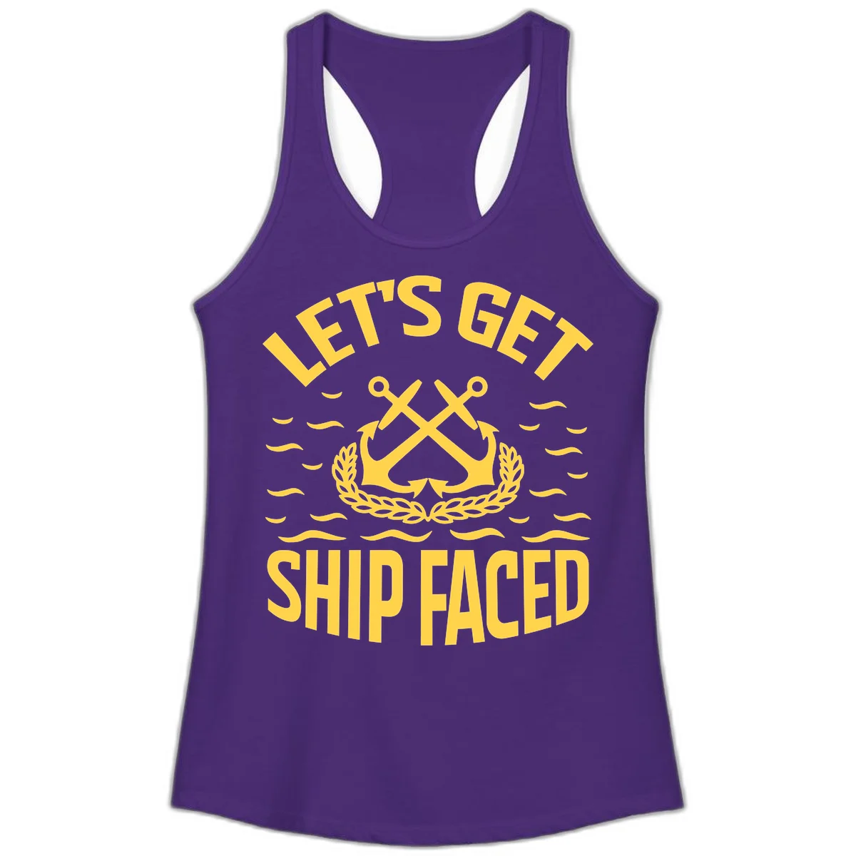 Let's Get Ship Faced Ladies Tank Top in Solid Purple Rush