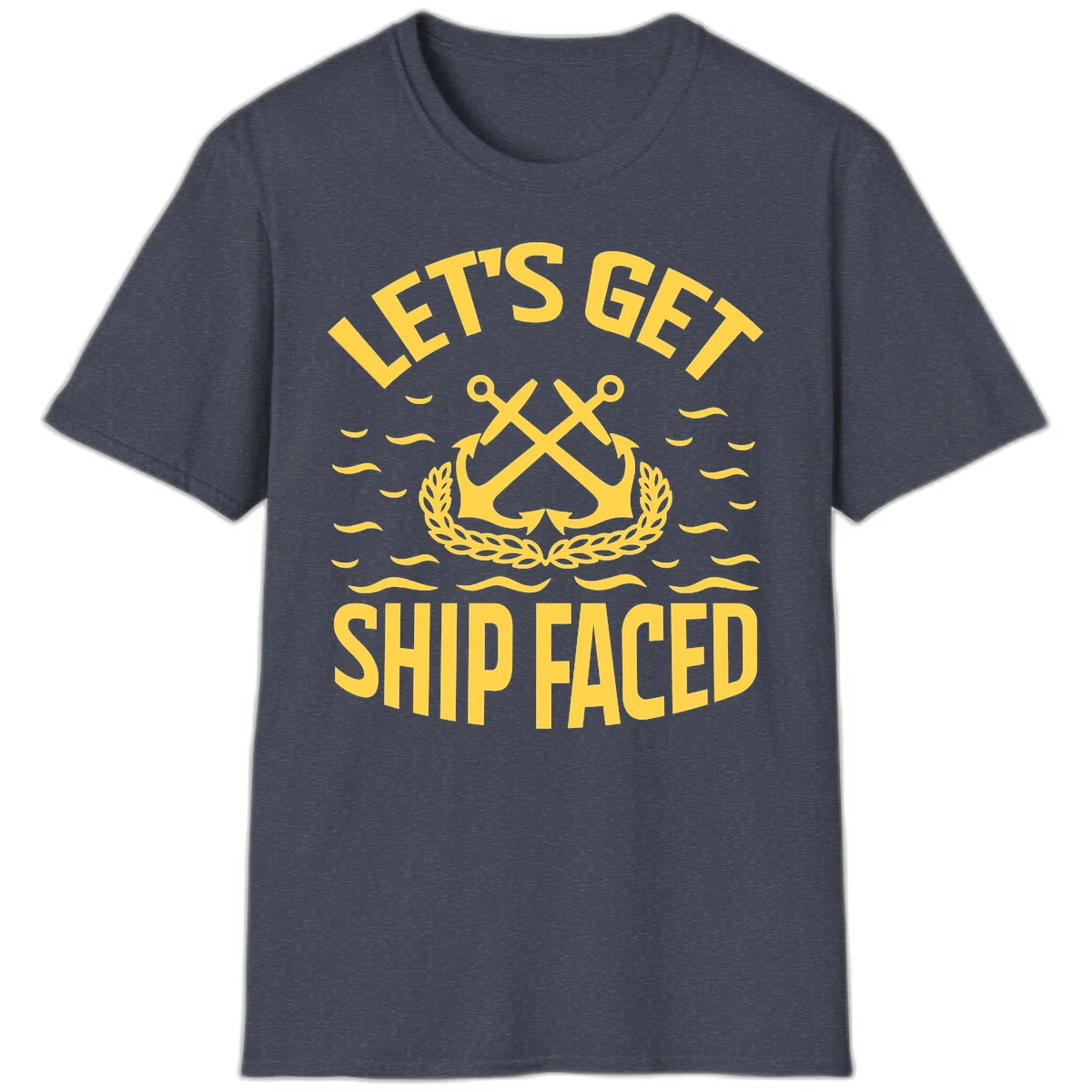 Let's Get Ship Faced T-Shirt in Heather Navy