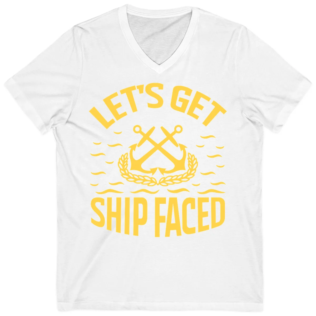 Let's Get Ship Faced V-Neck T-Shirt in White