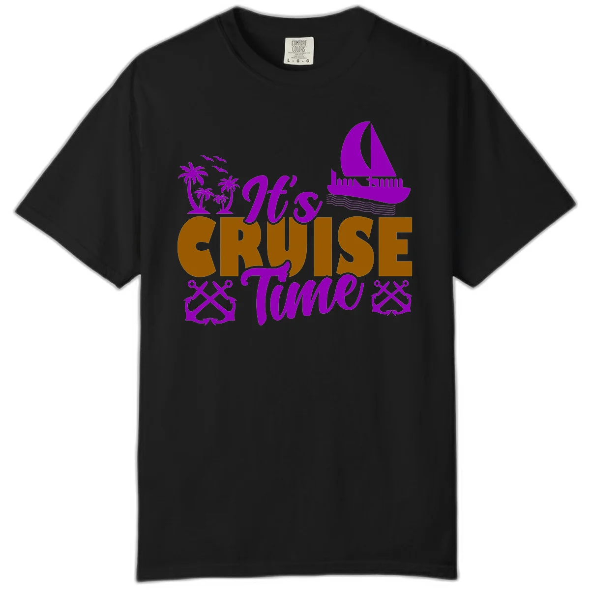 It's Cruise Time Nautical Vibes Comfort Color in Black