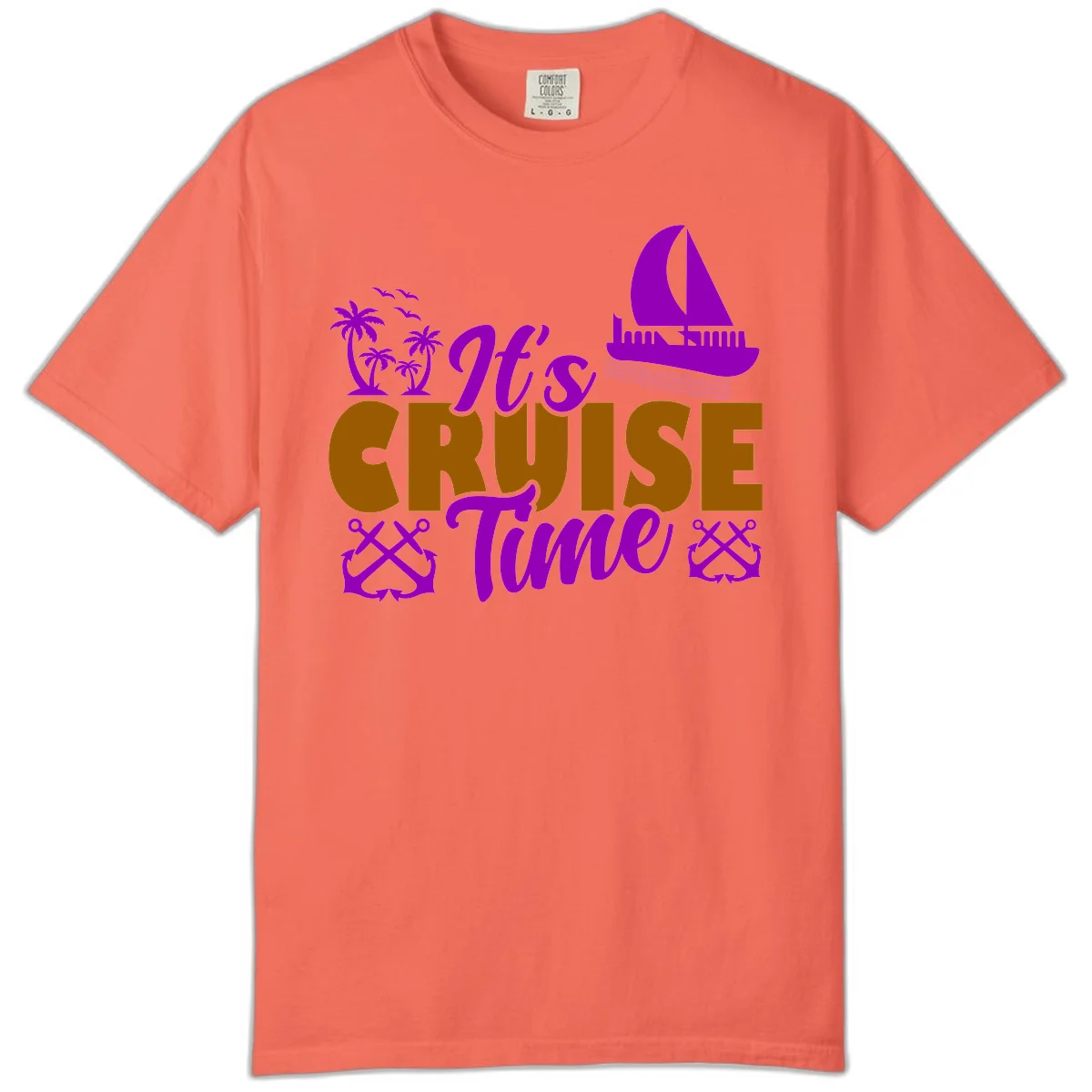 It's Cruise Time Nautical Vibes Comfort Color in Bright Salmon