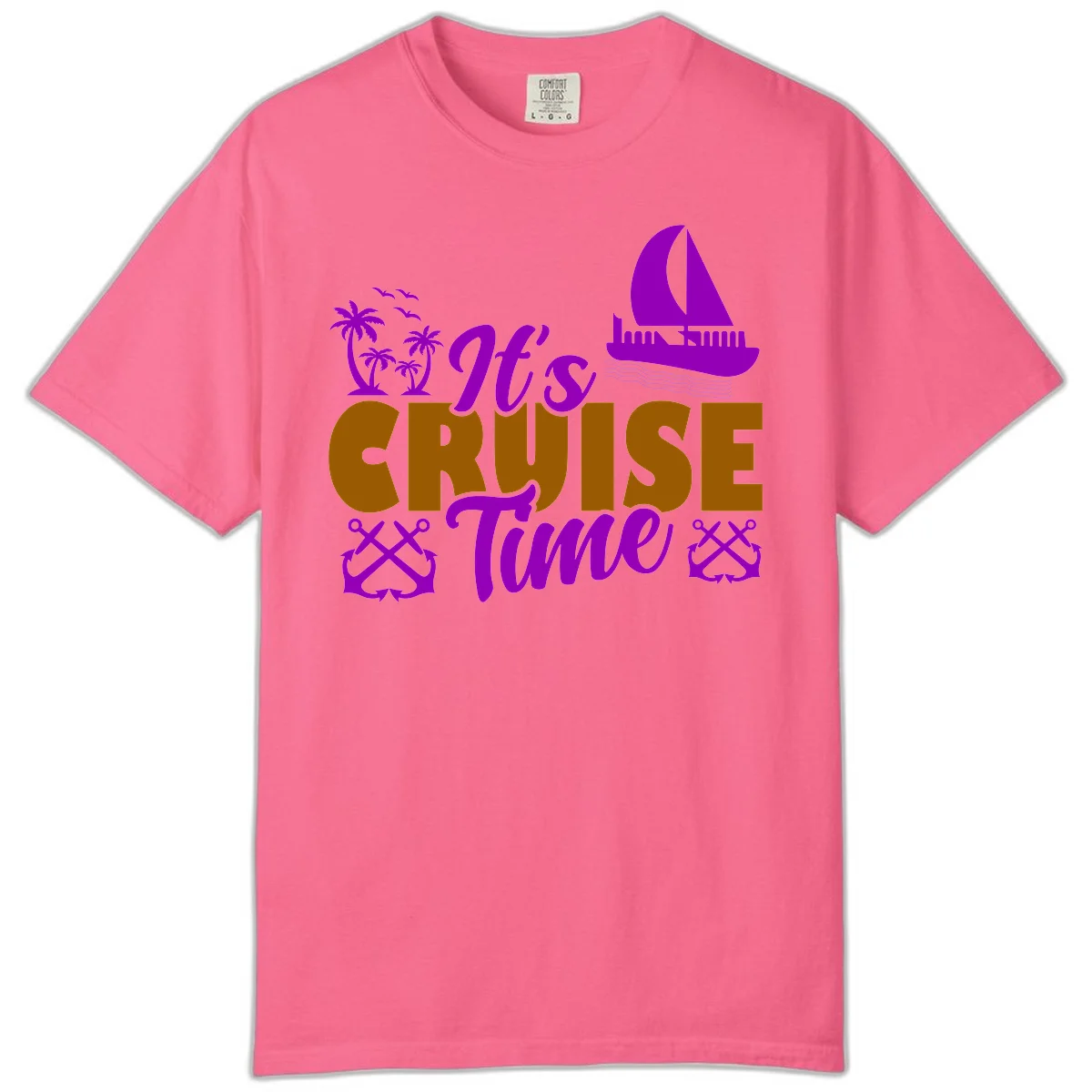 It's Cruise Time Nautical Vibes Comfort Color in Crunchberry