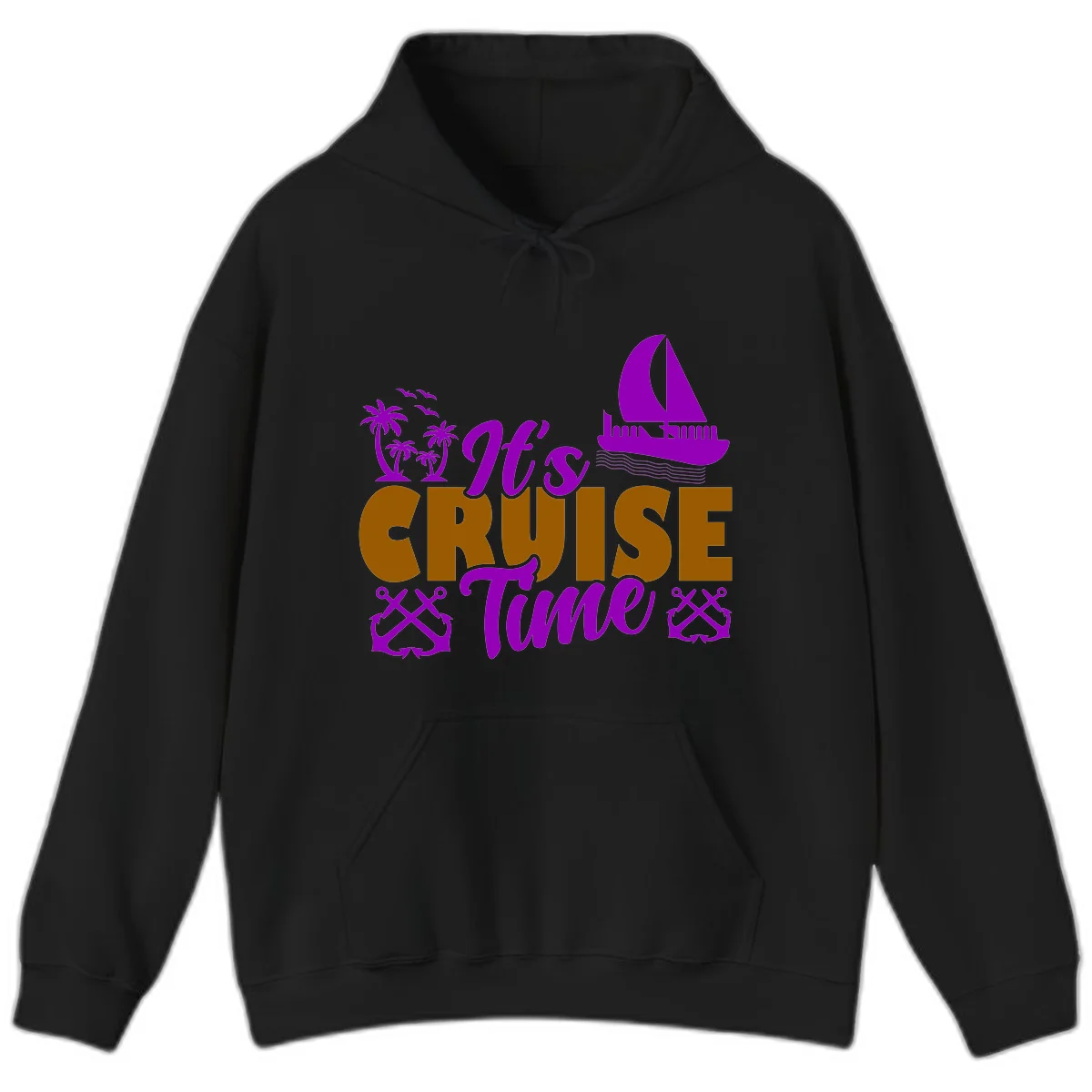 It's Cruise Time Nautical Vibes Hoodie in Black
