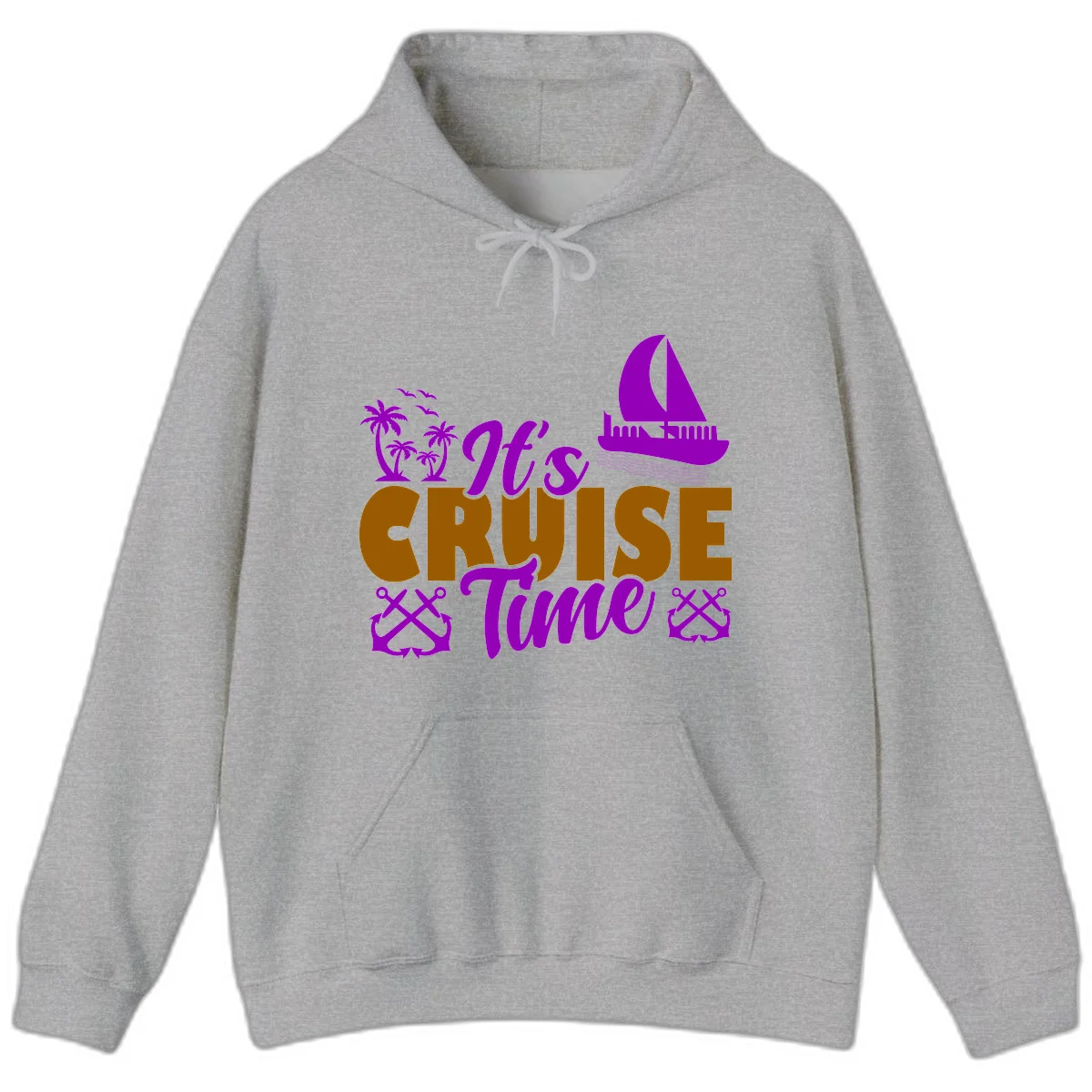 It's Cruise Time Nautical Vibes Hoodie in Sport Grey