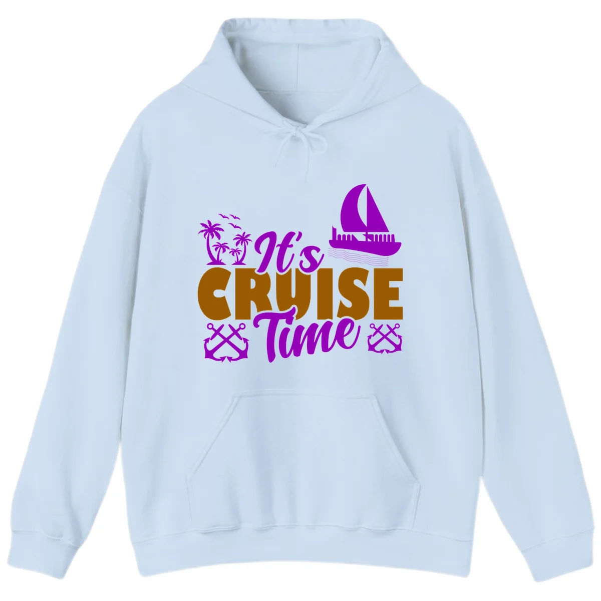 It's Cruise Time Nautical Vibes Hoodie in Light Blue