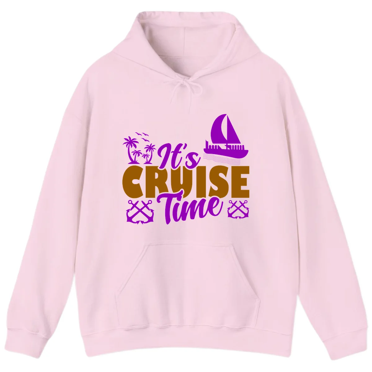 It's Cruise Time Nautical Vibes Hoodie in Light Pink